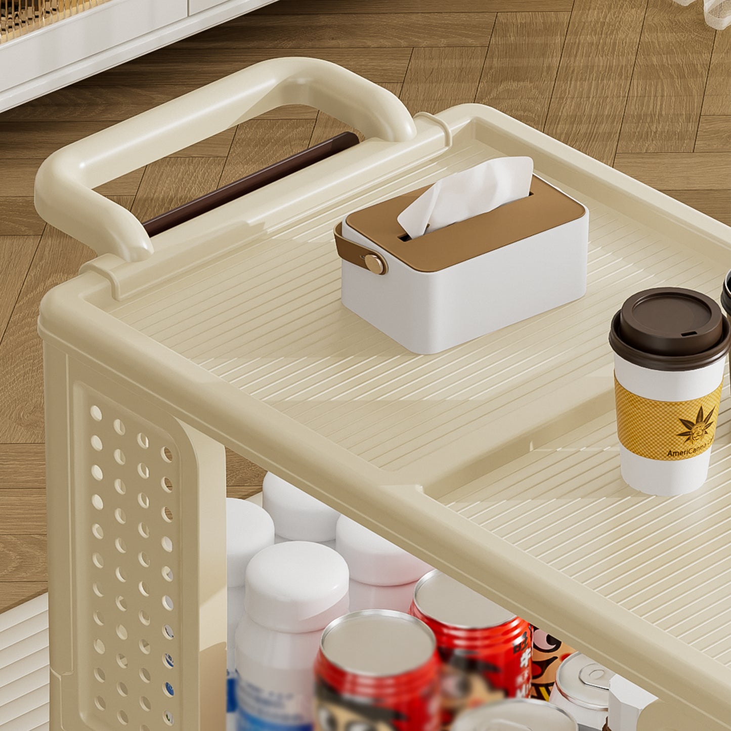 Algherohein Storage Bookcase with Wheels,Living Room or Kitchen Cart Cabinets