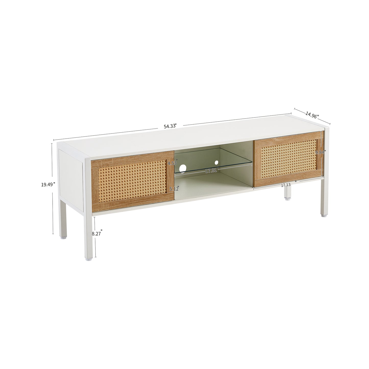 Smart FENDEE Rattan Coffee Table with Sliding Door Storage and Metal Leg for Living Room