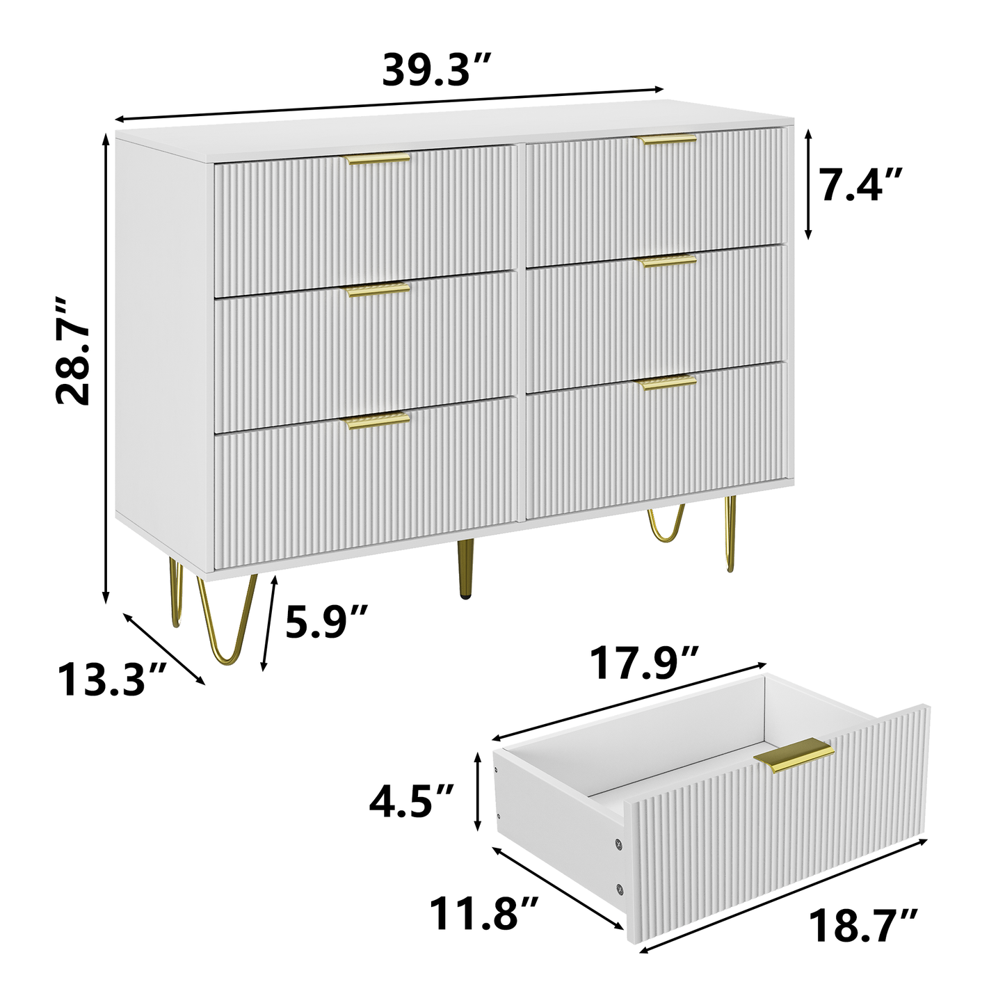 Algherohein 6 Drawers Dressers for Bedroom,Double Chest of Drawers