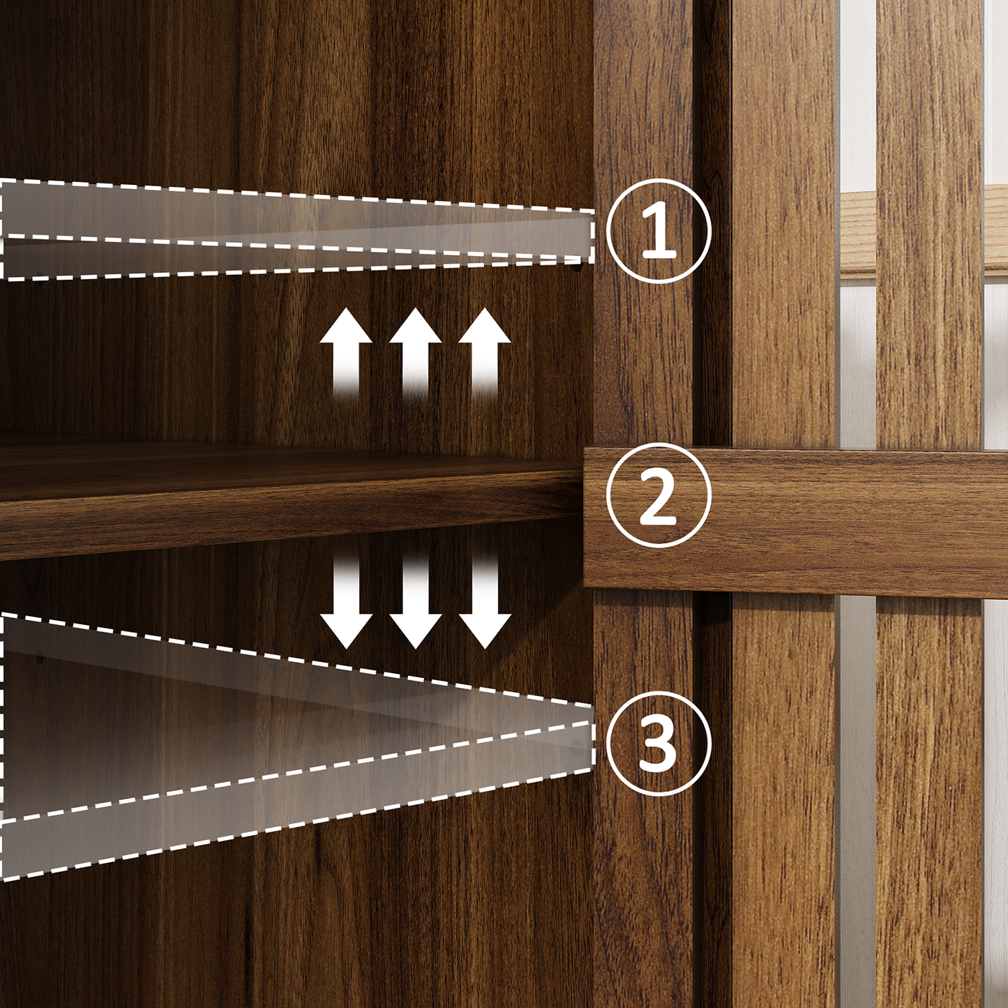 Semiocthome 31.5” Buffet Cabinet with 2 Slatted Doors and 1 Adjustable Shelf for Kitchen, Walnut