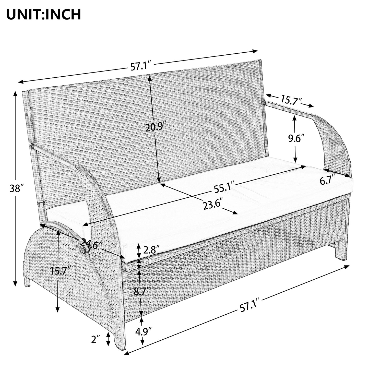 Algherohein Versatile Outdoor Couch,Loveseat Sofa or 4 Outdoor Seating and Table
