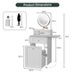 Semiocthome Makeup Vanity with 360° Rotated Mirror Lights, Storage Stool with Wheels