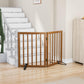 Smart FENDEE Bamboo Dog Gates for Doorways Freestanding Pet Gate, 2 Support Feet, 24"H, Walnut