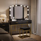 Semiocthome Vanity Table with 10 Led Lights, Makeup Desk with Lighted Mirror