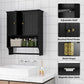 Semiocthome Bathroom Medicine Cabinet Wall Mounted Storage with Towel Bar and 2 Door in Black