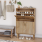 Semiocthome 23.6" Shoe Storage Cabinet with 2 Flip Drawers and Line Groove Design, Entryway, Natural