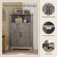 Semiocthome Farmhouse Bathroom Cabinet Corner Storage Cabinet, Barn Doors,Adjustable Shelves, Grey