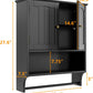 Semiocthome Bathroom Medicine Cabinet Wall Mounted Storage with Towel Bar and 2 Door in Black