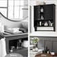 Semiocthome Bathroom Medicine Cabinet Wall Mounted Storage with Towel Bar and 2 Door in Black