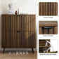 Semiocthome Shoe Cabinet with 2 Fluted Flip Drawers Freestanding Shoe Organizer for Entryway, Walnut, 31.5"W