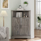 Semiocthome Farmhouse Bathroom Cabinet Corner Storage Cabinet, Barn Doors,Adjustable Shelves, Grey