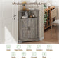 Semiocthome Farmhouse Bathroom Cabinet Corner Storage Cabinet, Barn Doors,Adjustable Shelves, Grey