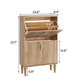 Semiocthome 23.6" Shoe Storage Cabinet with 2 Flip Drawers and Line Groove Design, Entryway, Natural