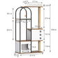 Smart FENDEE Wood Cat Tree Tower Kitty Climbing Pet House Cabinet with Shelves and Door, Brown