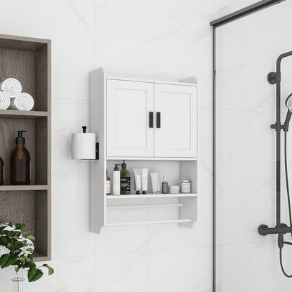 Semiocthome Bathroom Medicine Cabinet Over the Toilet Storage Cabinet with Towel Bar and Paper Holder
