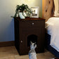 Algherohein Wooden Multi-Function Pet Cat House, Cat Condo Nightstand with Drawer,Vibrant Life