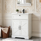 Smuxee Farmhouse Bathroom Vanity with Ceramic Sink Top, Upgrade Bathroom Storage Cabinet with Doors & Drawer