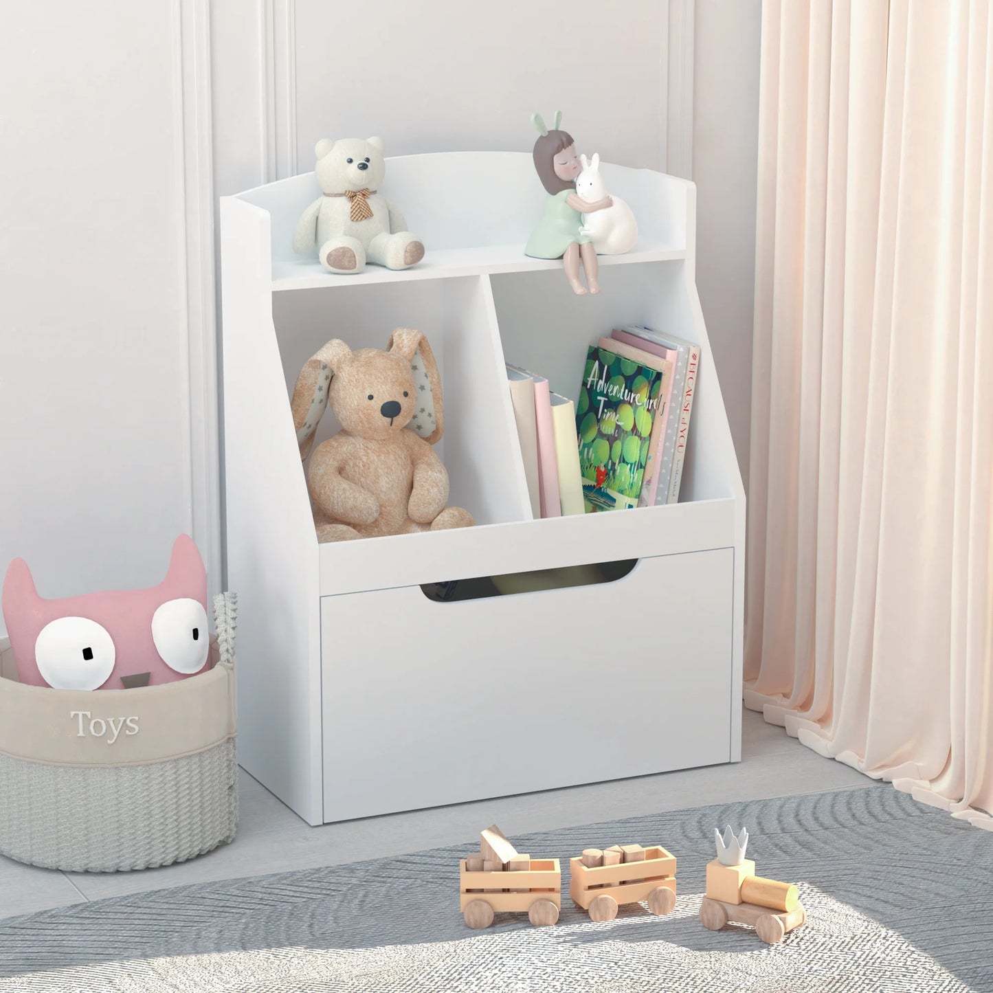 Smart FENDEE Wooden Kids Bookcase,Toy Box for Kids Room