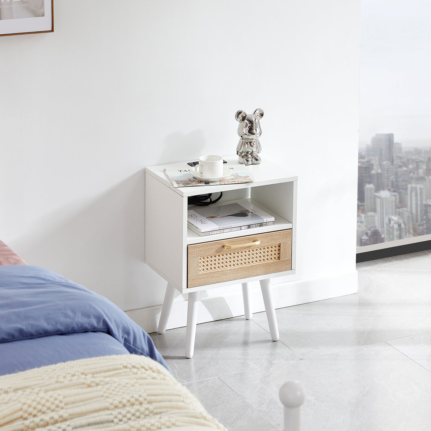 Smart FENDEE Rattan Nightstand