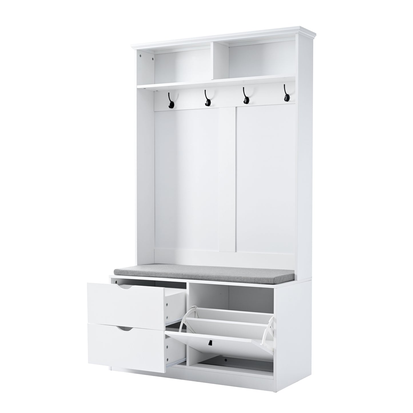 Smart FENDEE 71" Entryway Hall Tree with Coat Rack and Shoe Storage Bench, 4 Sturdy Hooks