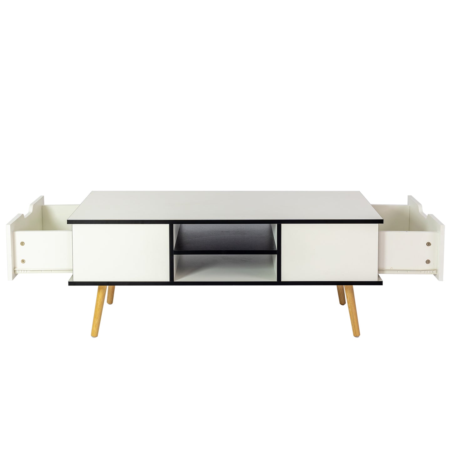 Smart FENDEE Wood Coffee Table with Storage Modern Center Table,White