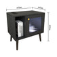 Smart FENDEE Modern Nightstand with Charging Station and Glass Door, Wood Table for Bedroom in Black