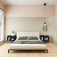Smart FENDEE Modern Nightstand with Charging Station and Glass Door, Wood Table for Bedroom in Black