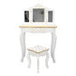Smuxee Wood Kids Small White Vanity Set for Girls with 3-Fold Mirror,Child Makeup Table
