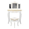 Smuxee Wood Kids Small White Vanity Set for Girls with 3-Fold Mirror,Child Makeup Table
