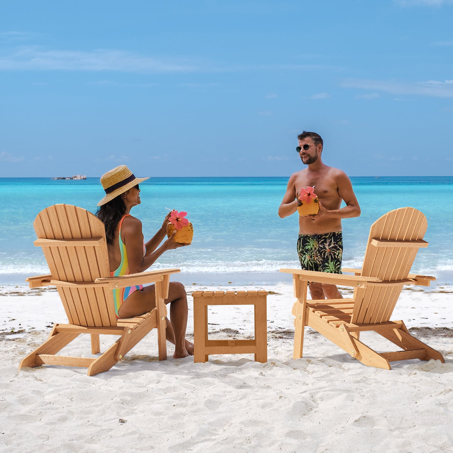 Smuxee Folding Adirondack Chair Sets of 2, Wood Chair for Outdoor Patio