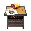 Algherohein Rattan Patio Square Tables with Umbrella Hole for Outdoor,18in H Small Side Tables