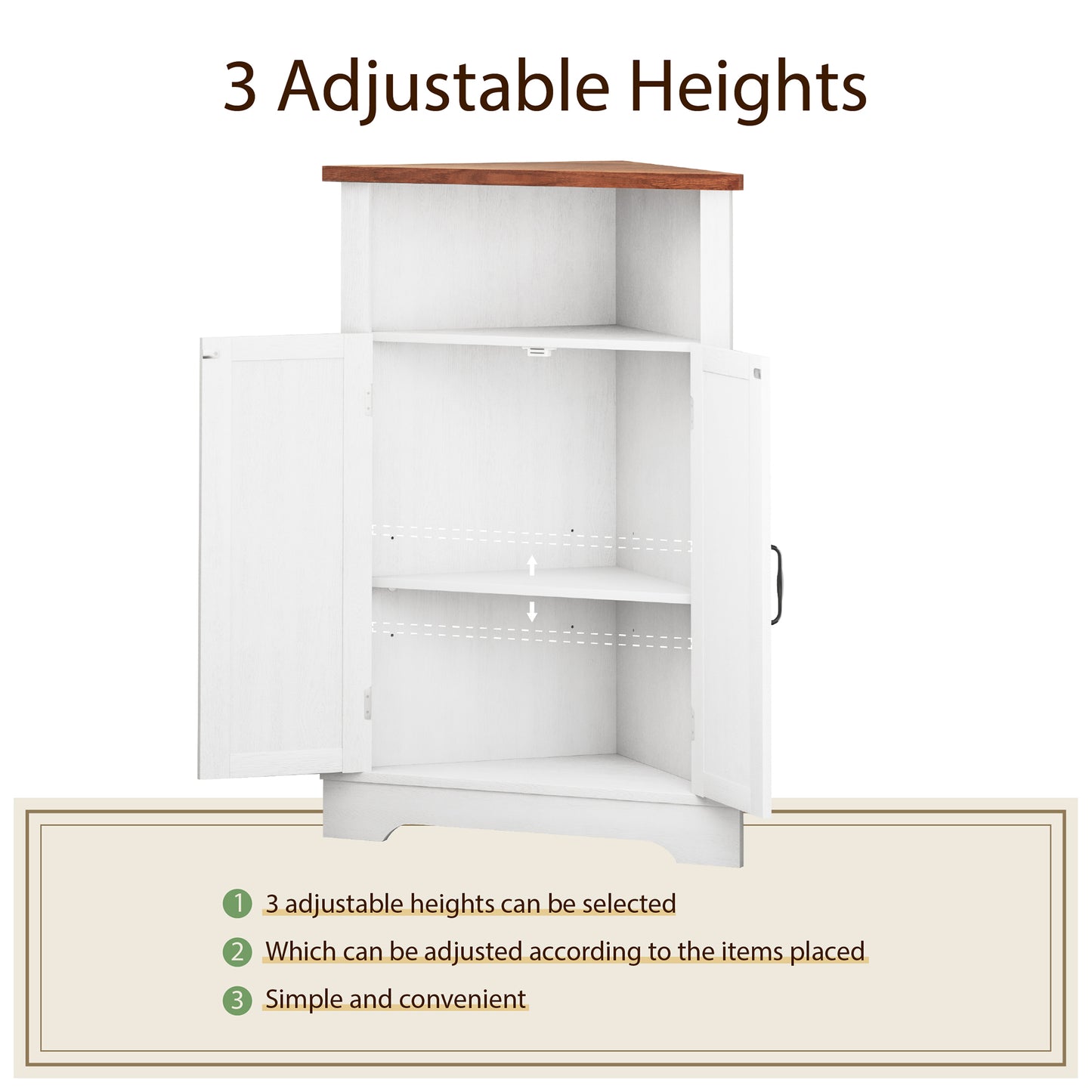 Semiocthome Farmhouse Bathroom Cabinet Corner Storage Cabinet, Barn Doors,Adjustable Shelves