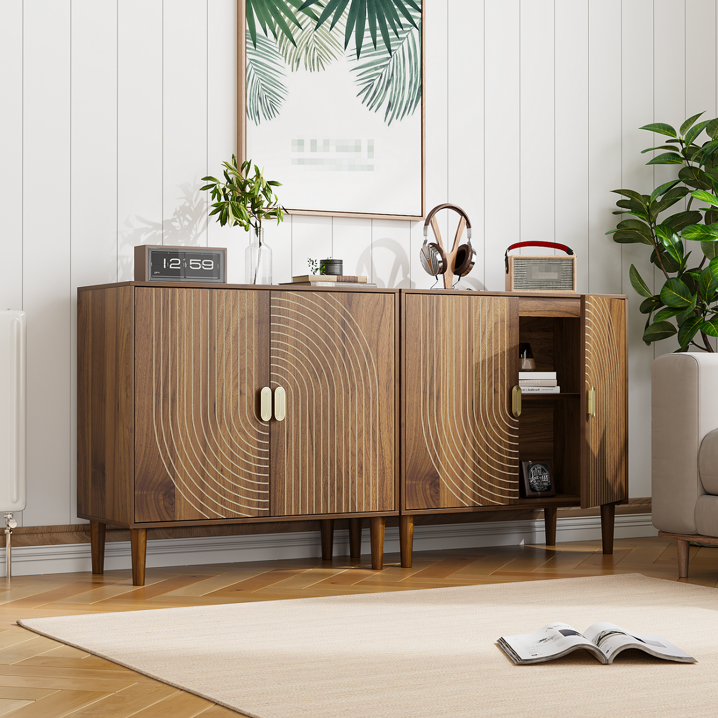 Algherohein Sideboards and Buffets Kitchen Cabinets,Modern Buffet Cabinet with Storage Shelf