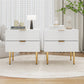 Algherohein Modern Nightstand for Bedroom,Bedside Table with 2 Fluted Drawer
