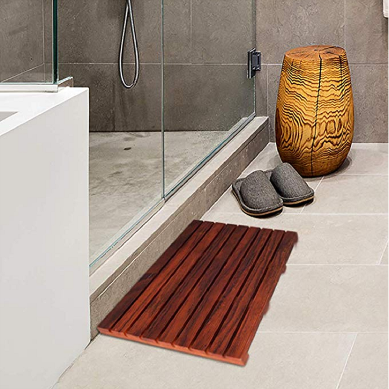 Smuxee Teak Wood Bath Shower Mat,Non Slip Bathtub Mat