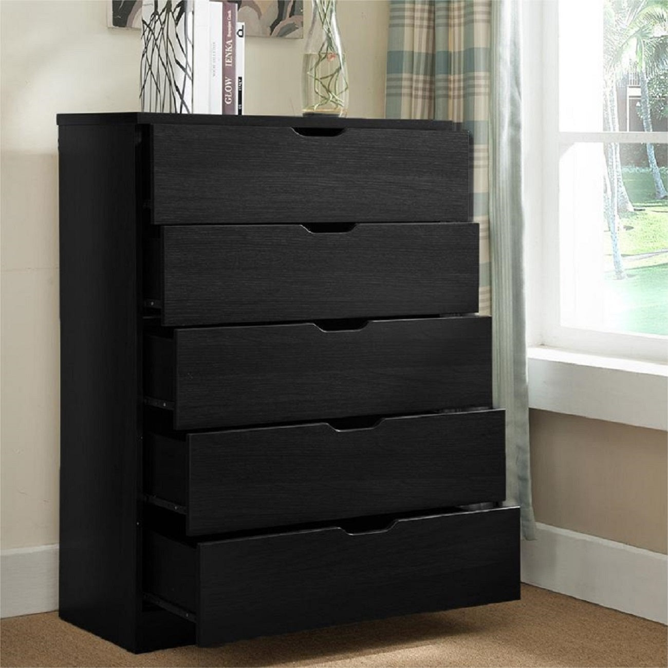 Smuxee Modern 5 Drawer Dressers for Bedroom, Wood Storage Chest of Drawers
