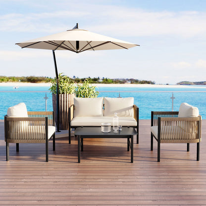Algherohein Wicker Outdoor Furniture Sets,Outdoor Patio Couch,Chairs and Table Set