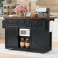 Algherohein Kitchen Island Cart with 2 Sliding Door and 3 Drawer,Storage Microwave Cart