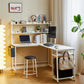 Algherohein Computer Desk Gaming Desk,L Shape Black Storage Office Table