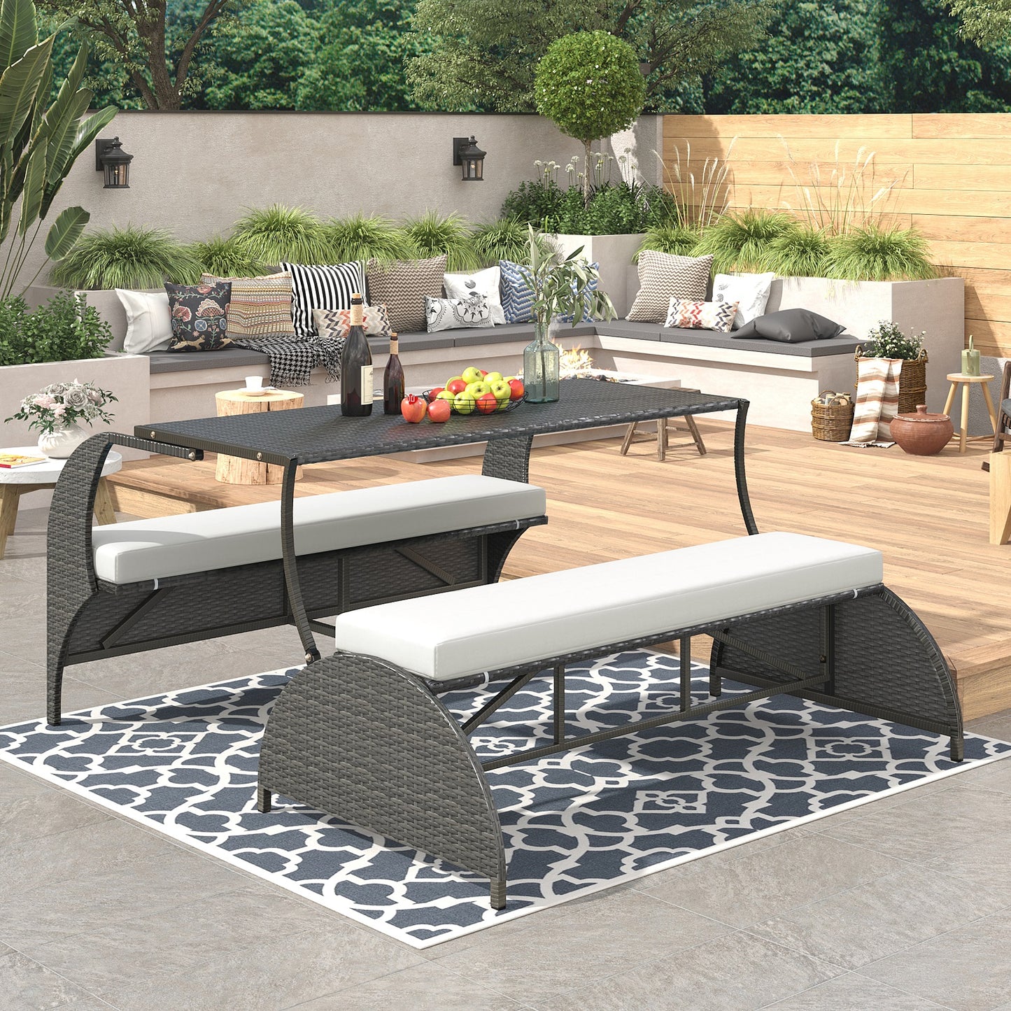 Algherohein Versatile Outdoor Couch,Loveseat Sofa or 4 Outdoor Seating and Table