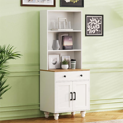Algherohein Farmhouse Storage Cabinet,Kitchen Cabinets with Bookshelf,Drawer,Adjustable Shelf