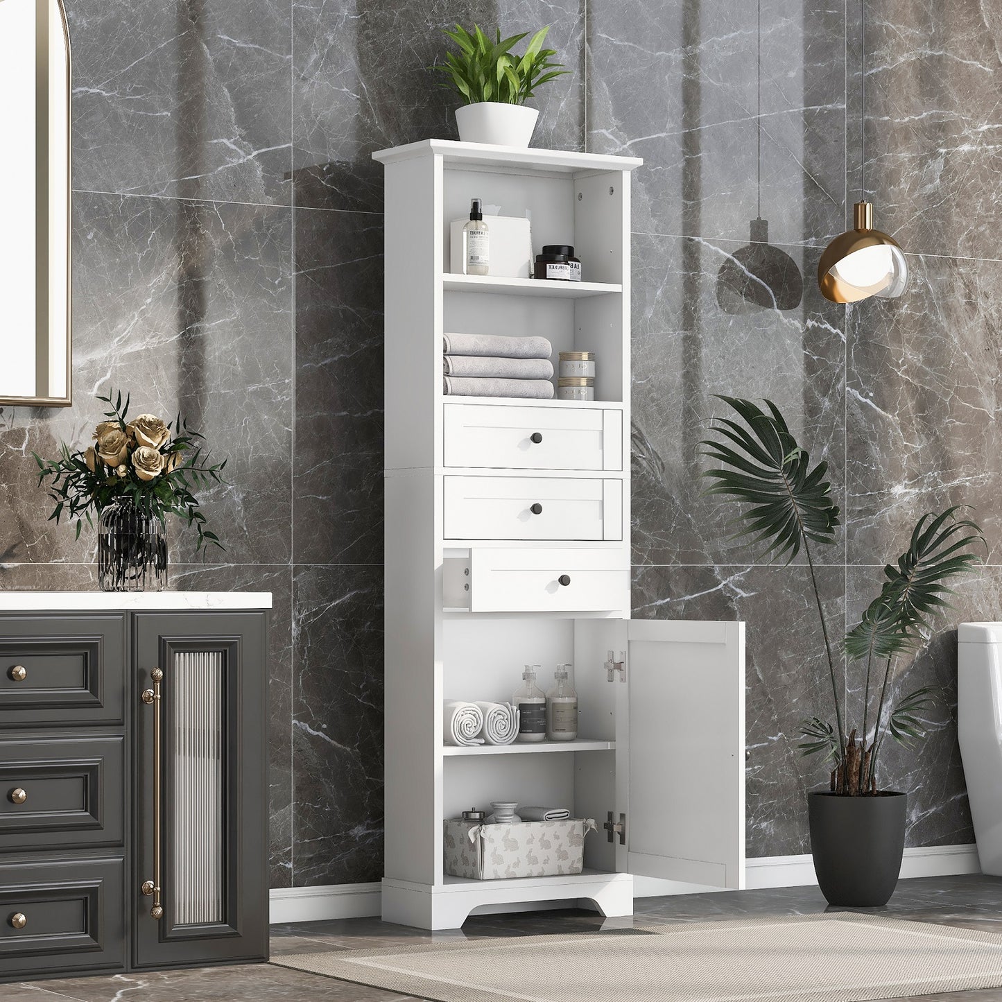 Smuxee Bathroom Cabinet Organizer with Doors and Shelves,Bathroom Storage Drawers