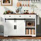 Algherohein Kitchen Island Cart with 2 Sliding Door and 3 Drawer,Storage Microwave Cart
