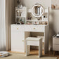 Smuxee Modern Vanity Set with Mirror and Cushioned Vanity Chair,Makeup Vanity for Bedroom,White