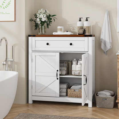 Smuxee Farmhouse Kitchen Sideboard Cabinet,Accent Cabinet with Drawer and Adjustable Shelf