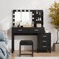 Algherohein Vanity Set with Mirror and Storage Cabinet,Makeup Vanity for Bedroom
