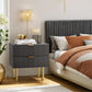 Algherohein Modern Nightstand for Bedroom,Bedside Table with 2 Fluted Drawer