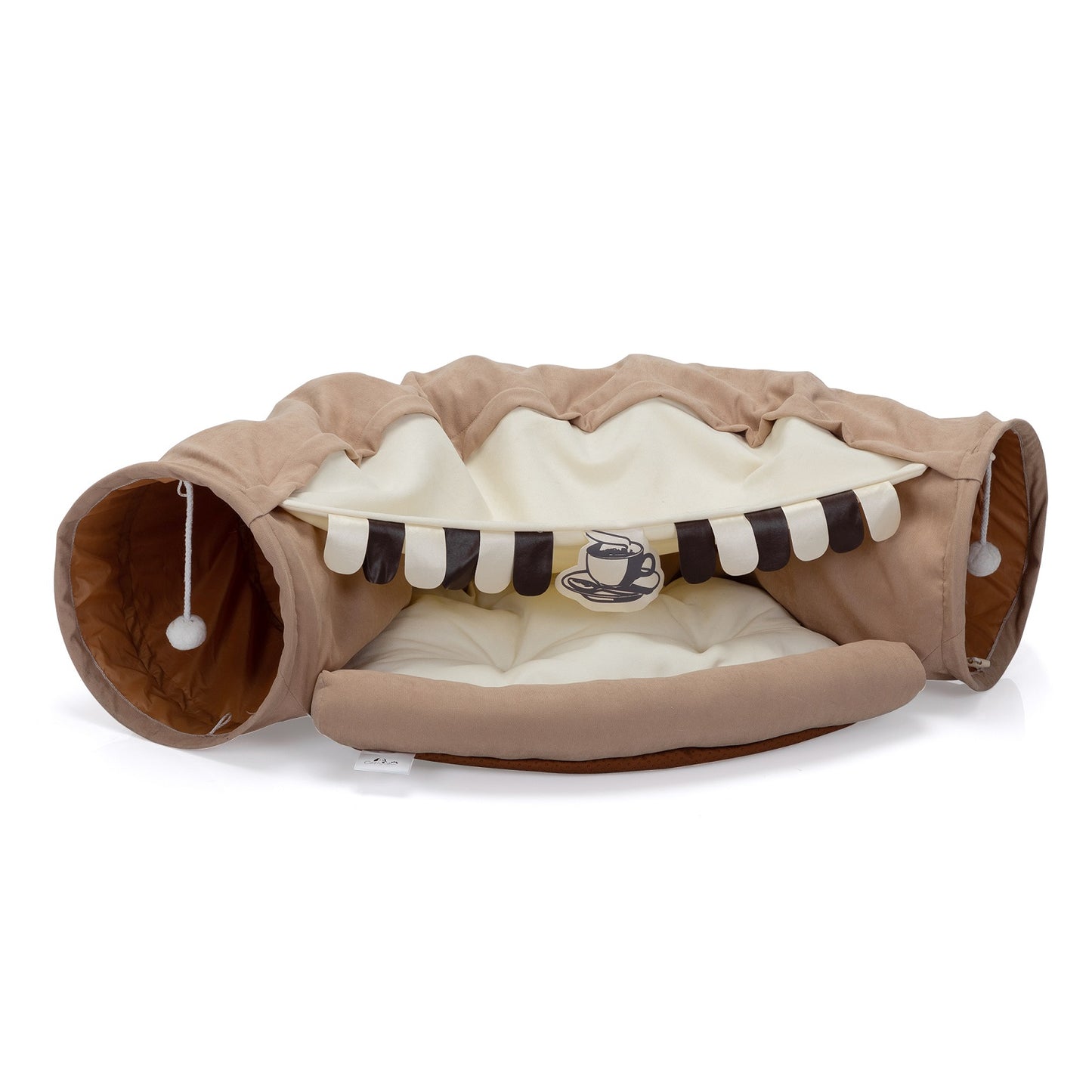 Algherohein Foldable Cat Bed Houses for Indoors with Cat Tunnel Hanging Toys