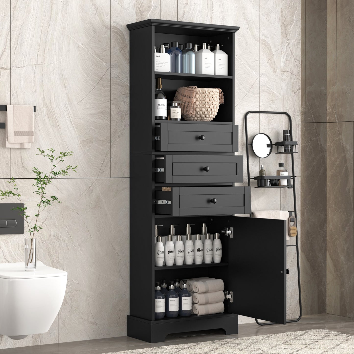 Smuxee Bathroom Cabinet Organizer with Doors and Shelves,Bathroom Storage Drawers