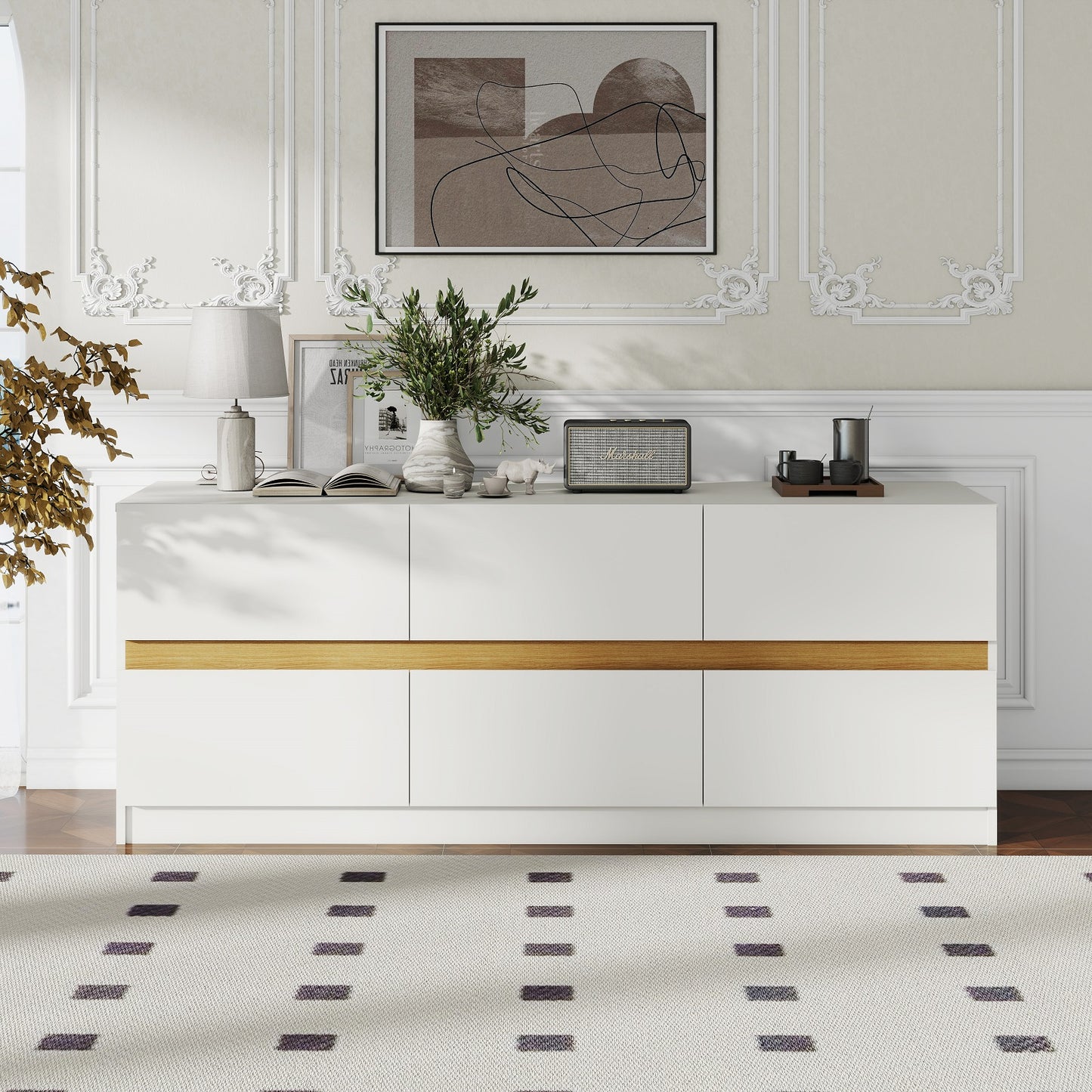 Algherohein Dressers for Bedroom,Wide 6 Chest of Drawers Bedroom Furniture